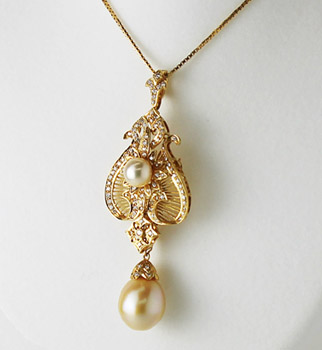 パールデザインペンダント【アコヤ真珠・ダイヤ】