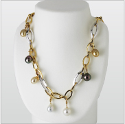 パールデザインネックレス【南洋黒真珠】【南洋真珠】